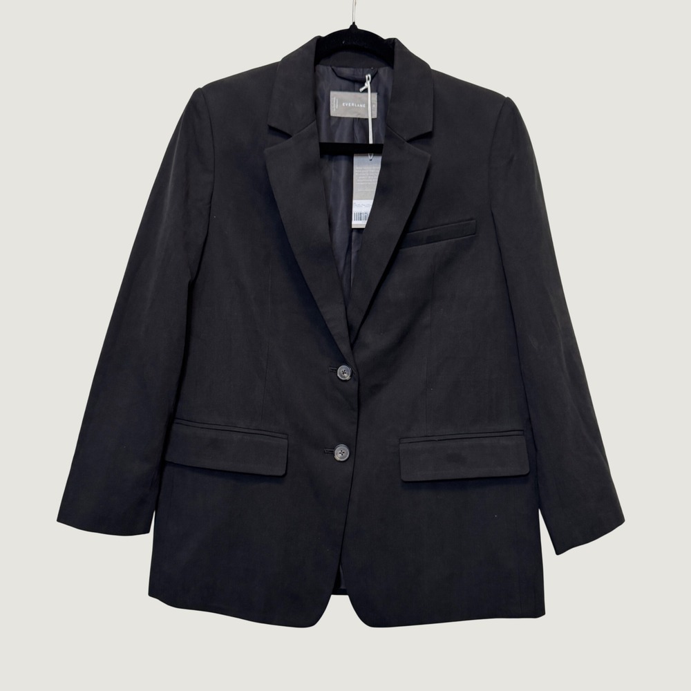 Everlane Womens Oversized Blazer 2 Black Tencel Cotton Minimalist Professional